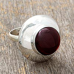 Garnet solitaire ring, 'In Moonlight'