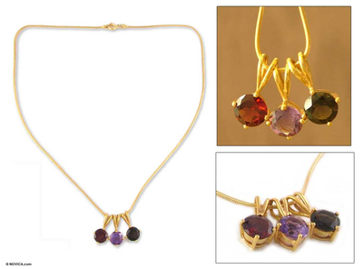 Gold vermeil amethyst choker, 'Festive India' - Amethyst and Garnet Vermeil Necklace