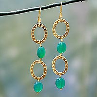 Gold vermeil dangle earrings, 'Love of Life'