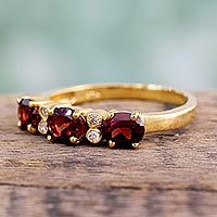 Featured review for Gold vermeil garnet three-stone ring, Ode