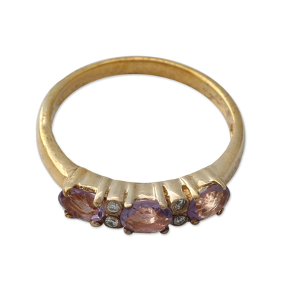 Gold vermeil amethyst cluster ring, 'Ode' - Gold vermeil amethyst cluster ring