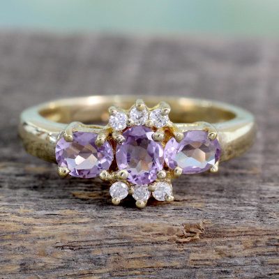 Gold vermeil amethyst cluster ring, 'Rajasthani Princess' - Unique Gold Vermeil Amethyst Cluster Ring