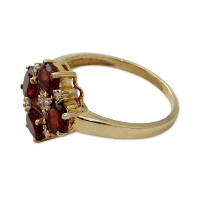 Gold vermeil garnet cocktail ring, 'Secretly in Love' - Gold Vermeil Garnet Ring
