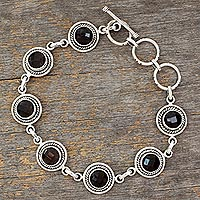 Smoky quartz link bracelet, 'Inner Life' - Smoky quartz link bracelet