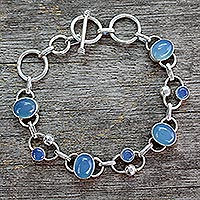 Chalcedony link bracelet, 'Bliss' - Chalcedony link bracelet