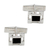 Onyx cufflinks, 'Art Deco' - Hand Crafted Sterling Silver Onyx Cufflinks (image 2a) thumbail