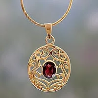 Gold-Vermeil- und Granat-Halsband, „Goldene Göttin“ – handgefertigte Vermeil- und Granat-Halskette, goldener Schmuck