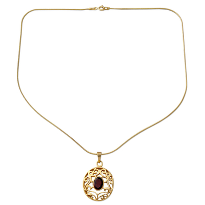 Gold vermeil and garnet choker, 'Golden Goddess' - Handcrafted Vermeil and Garnet Necklace Golden Jewellery