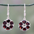 Garnet flower earrings, 'Glorious' - Fair Trade Floral Sterling Silver and Garnet Earrings
