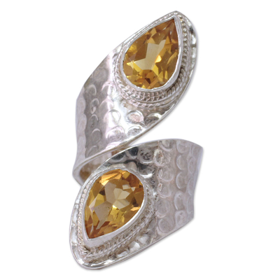 Citrine wrap ring, 'Golden' - Sterling Silver Wrap Ring with Citrine Gemstone Jewellery
