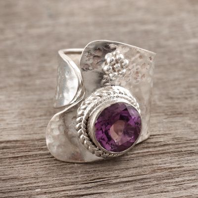 Amethyst wrap ring, 'Regency' - India jewellery Silver and Amethyst Wrap Ring