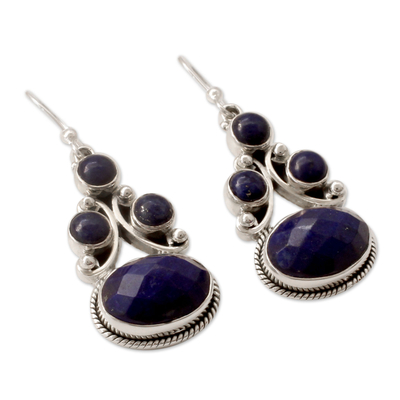 Lapis lazuli dangle earrings, 'Love Foretold' - Sterling Silver Jewellery Lapis Lazuli Earrings