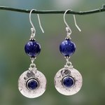 Lapis lazuli dangle earrings, 'Royal Moonlight' - Lapis lazuli dangle earrings