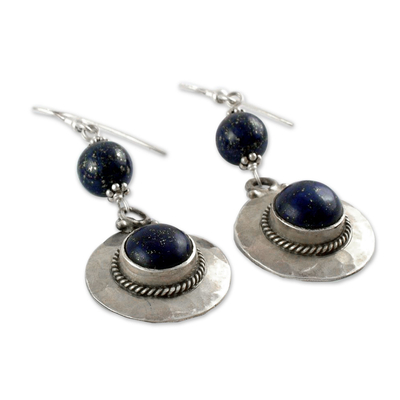 Lapis lazuli dangle earrings, 'Royal Moonlight' - Lapis lazuli dangle earrings