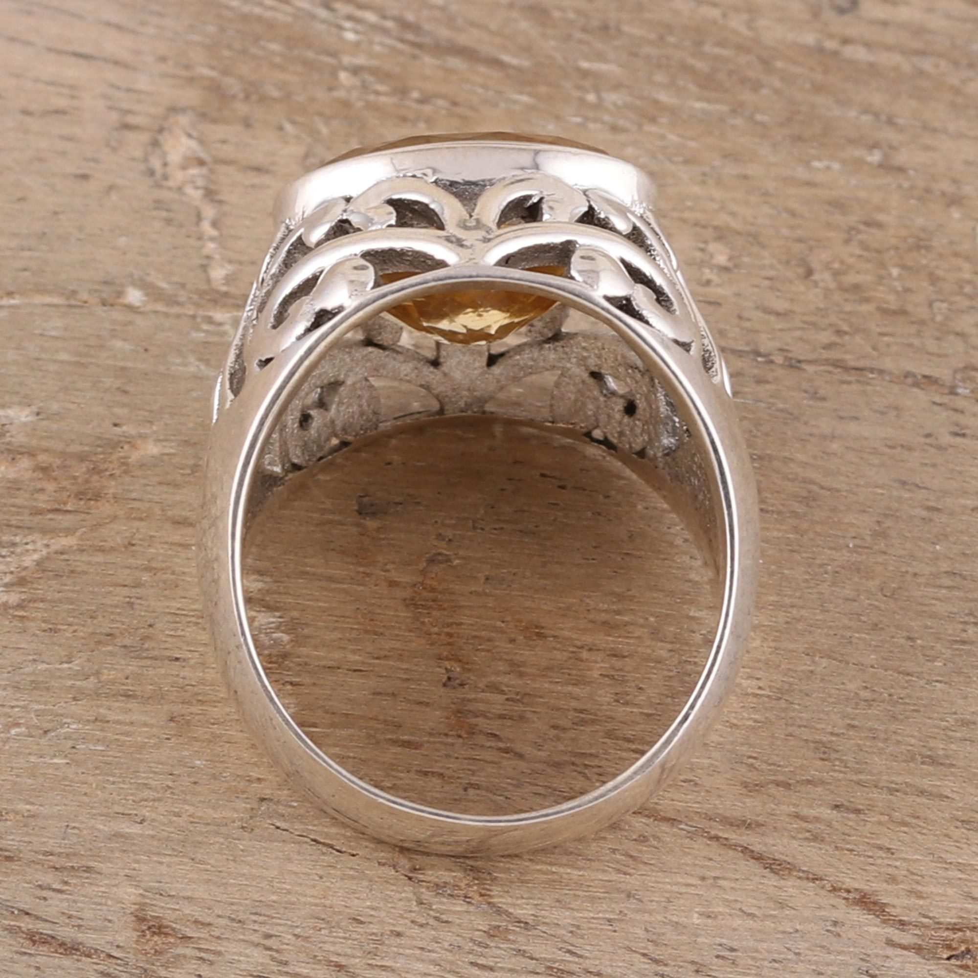 Men's Sterling Silver Domed Ring with Citrine Prosperity NOVICA