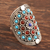 Lapis and carnelian cocktail ring, 'Mandala' - Handmade Sterling Silver Cocktail Ring with Gemstones (image 2b) thumbail