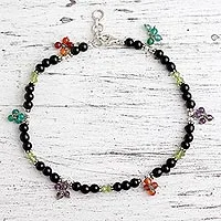 Onyx and carnelian anklet, 'Sweet Berries'