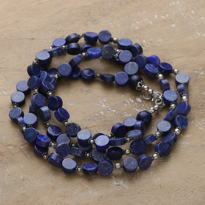 Lapis lazuli strand necklace, 'Blue Universe' - Lapis lazuli strand necklace