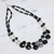 Pearl and onyx double strand necklace, 'Midnight Dreams' - Pearl and onyx double strand necklace thumbail