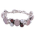 Pearl and rose quartz charm bracelet, 'A Spell of Romance' - Pearl Rose Quartz and Garnet Bracelet from India
