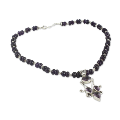 Amethyst pendant necklace, 'Purple Sonnet' - Sterling Silver Jewelry Amethyst Necklace