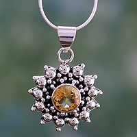 Citrine pendant necklace, 'Star' - Sterling Silver Citrine Necklace