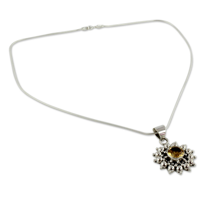 collar colgante citrino - Collar de citrino Joyas artesanales de plata esterlina de la India