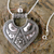 Sterling silver pendant necklace, 'Mighty Heart' - Sterling Silver Necklace Indian Ethnic Jewelry thumbail