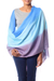 Silk and wool shawl, 'Azure Bliss' - Collectible Wrap Silk Wool Blend Patterned Shawl thumbail