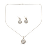 Rainbow monstone jewelry set, 'Goddess' - Sterling Silver Rainbow Moonstone Jewelry Set