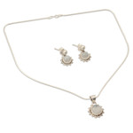 Rainbow monstone jewelry set, 'Goddess' - Sterling Silver Rainbow Moonstone Jewelry Set