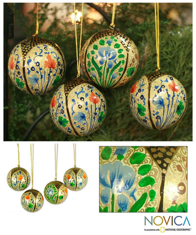 Ornaments, 'Holiday Galaxy' (set of 4) - Ornaments (Set of 4)