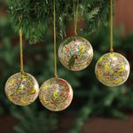 Ornaments, 'Holiday Heralds' (set of 4) - Handmade Papier Mache Multicolor Bird Ornaments (Set of 4)