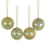 Ornaments, 'Holiday Heralds' (set of 4) - Handmade Papier Mache Multicolor Bird Ornaments (Set of 4)