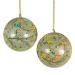 Ornaments, 'Holiday Heralds' (set of 4) - Handmade Papier Mache Multicolor Bird Ornaments (Set of 4)