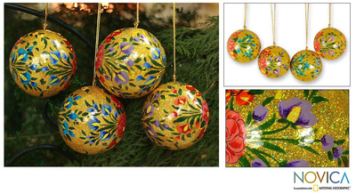 Ornaments, 'Sunlight Joy' (set of 4) - Ornaments (Set of 4)