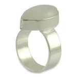 Rainbow moonstone solitaire ring, 'Asymmetry' - Hand Made Modern Sterling Silver and Moonstone Ring