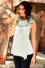 Wool scarf, 'Azure Mist' - Wool scarf