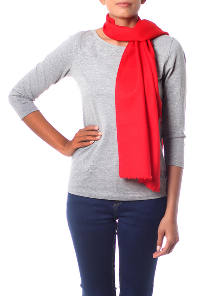 Wool scarf, 'Smart in Scarlet' - Wool scarf