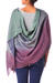 Silk and wool shawl, 'Iris' - Shawl Handwoven Silk Wool Wrap (image 2b) thumbail