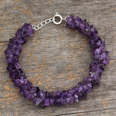 Amethyst beaded bracelet, 'Lovely Lilacs' - India jewellery Beaded Amethyst Bracelet