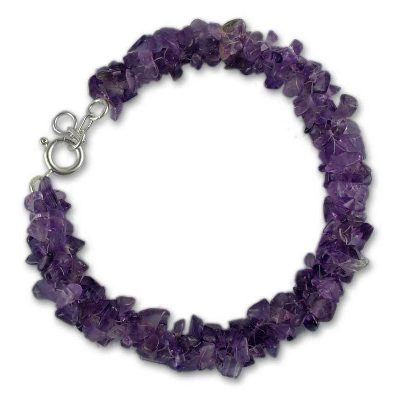 Handmade Sterling Silver and Amethyst Beaded Bracelet from India