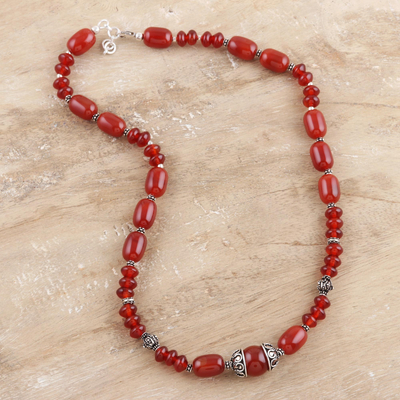 Carnelian strand necklace, 'Ardent' - Carnelian strand necklace