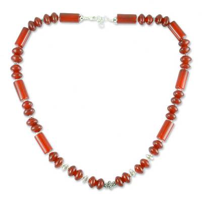Carnelian strand necklace, 'Radiant Glow' - Carnelian strand necklace