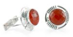 Carnelian cufflinks, 'Modern Sun' - Sterling Silver Carnelian Cufflinks