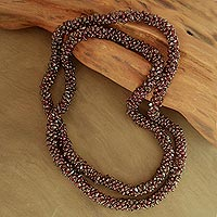 Garnet long beaded necklace, 'Love's Fortunes' - Beaded Garnet Necklace