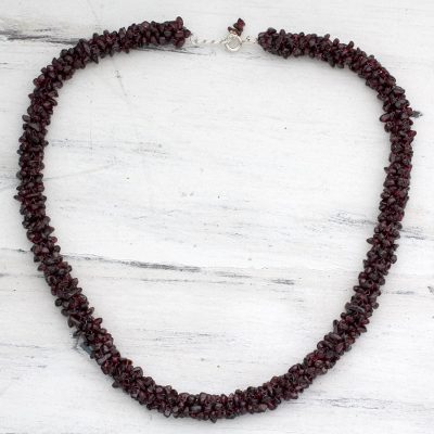 Garnet beaded necklace, 'Love's Fortunes' - Indian Artisan Crafted Beaded Garnet Necklace