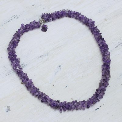 Amethyst beaded necklace, 'Lovely Lilacs' - Handcrafted Beaded Amethyst Necklace