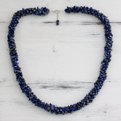 Lapis lazuli beaded necklace, 'Mermaid Song' - Lapis Lazuli Artisan Crafted Beaded Necklace from India