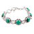 Malachite flower bracelet, 'Mystical Blooms' - Floral Sterling Silver and Malachite Bracelet from India (image 2a) thumbail